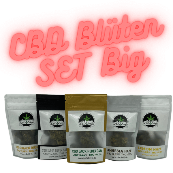 CBD Blüten 5er Bundle Set BIG mit 5 Verschiedene Sorten, jeweils 5g + 2g Extra Strong Gratis